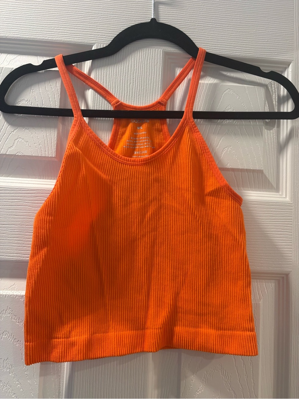Ribbed Orange Racerback Crop Tank Top